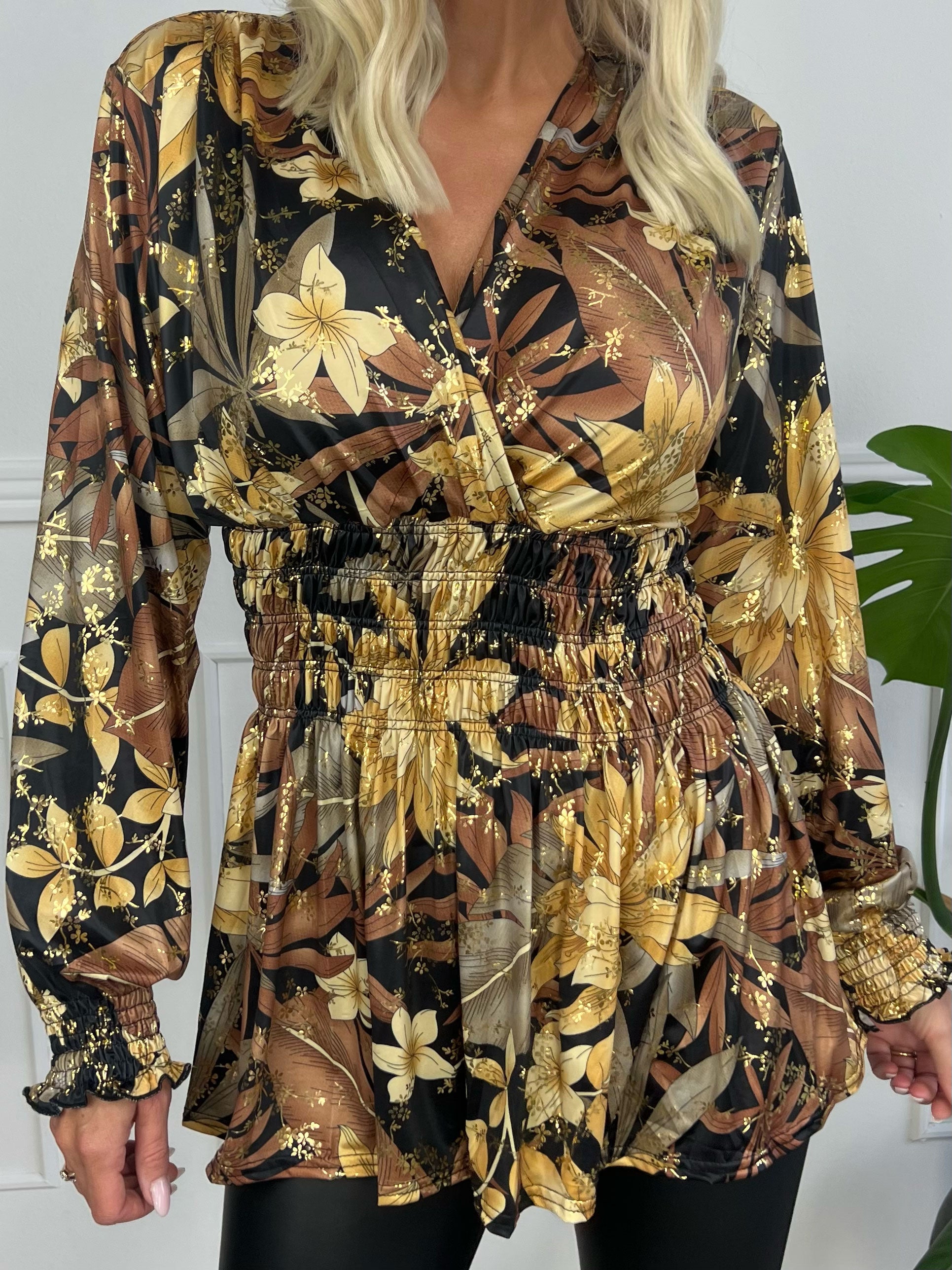 Pams Shirt L/S - Elastisk blus i skrynkelfritt tyg med långa ärmar